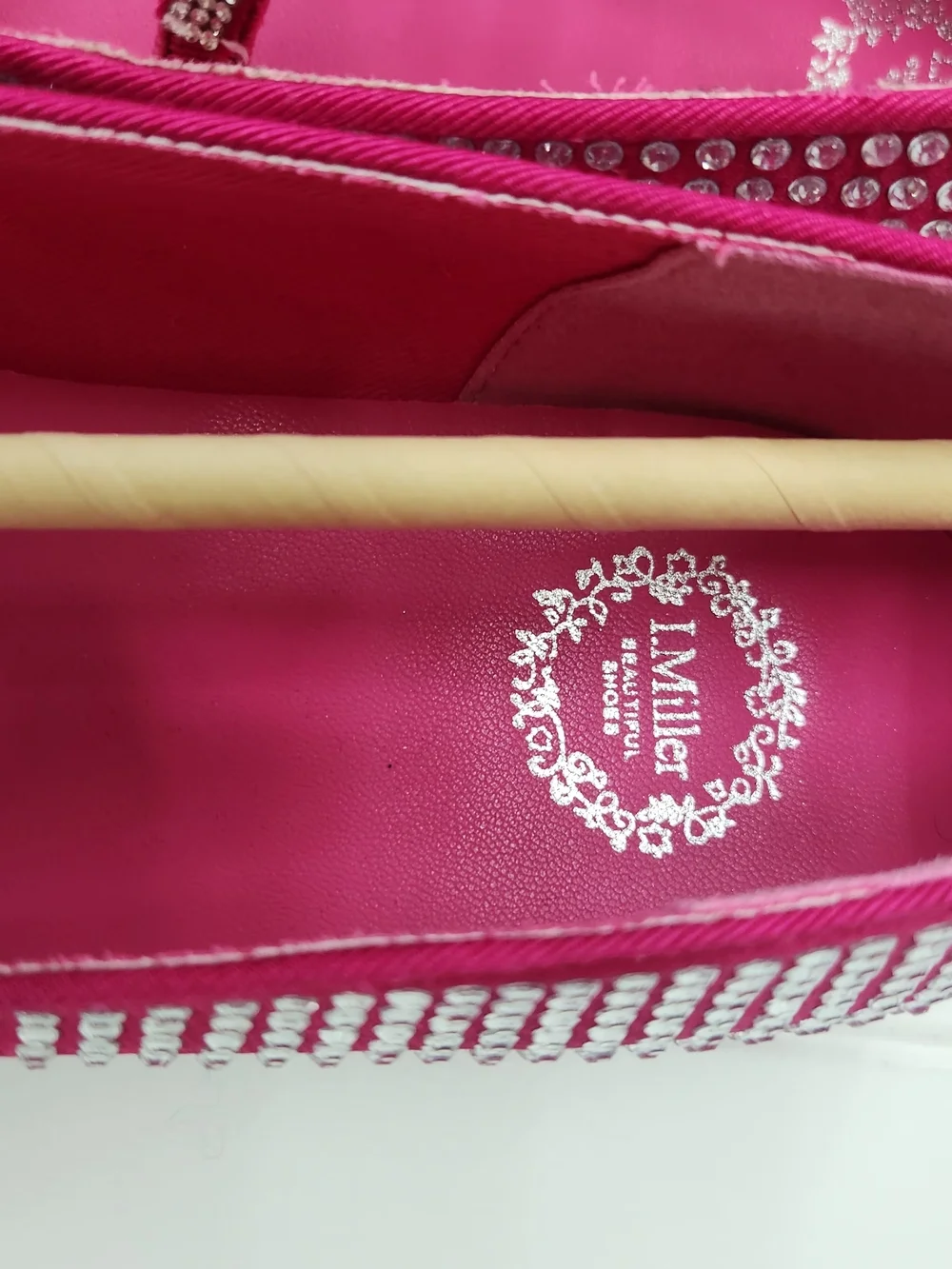 Miller Mercedes Rhinestone- Embellished Big Girl's Ballet Flats In Fuchsi Size 5
